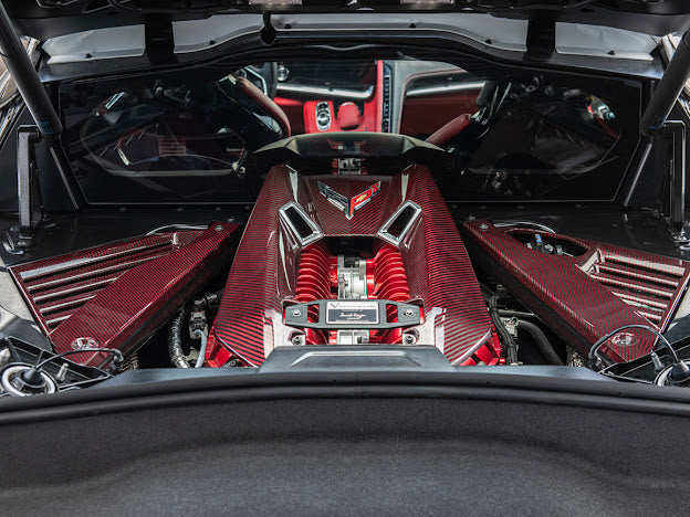 2023-Up Corvette C8 Z06 Coupe | RED CARBON FIBER Engine & Bay Panel Cover